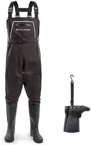 Calamus WaveWalker Fishing Waders for Men & Women, 100% Waterproof PVC Waders with Slip-Resistant Boots, Tear-Resistant Nylon