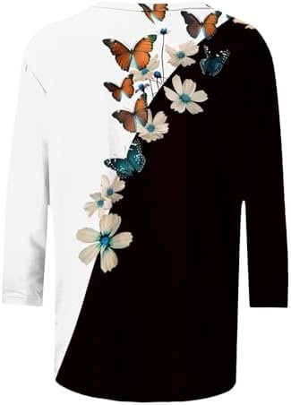 Ceboyel 3/4 Sleeve Tops for Women Summer Floral Paisley Print Tees Shirts Trendy Ladies Blouses Dressy Casual Clothing 2023