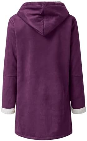 Womens Sherpa Lined Jackets Fashion Winter Fuzzy Fleece Hoodie Sweatshirt Casual Soft Cozy Horn Button Down Coats