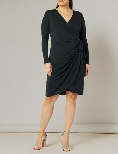 Amazon Essentials Women's Long Sleeve Classic Wrap Dress (Available in Plus Size)