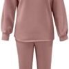 Womens Sweatsuits 2 Piece Set Airport Outfits for Women Crewneck Long Sleeve Sweatshirts Drawstring Pants Tracksuits