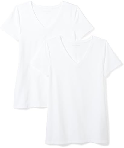 Amazon Essentials Women's Regular-Fit Short-Sleeve V-Neck T-Shirt, Multipacks