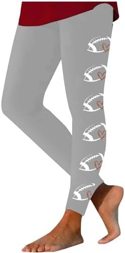 Lastesso High Waist Legging for Women Football Print Shiny Gym Yoga Pants Hidden Scrunch Butt Lift Pants