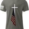 Christian Shirts for Men Patriotic American Flag USA Tshirts Independence Day Outfit Faith Cross Graphic Tees