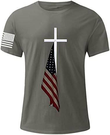 Christian Shirts for Men Patriotic American Flag USA Tshirts Independence Day Outfit Faith Cross Graphic Tees