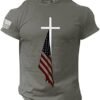 Christian Shirts for Men Patriotic American Flag USA Tshirts Independence Day Outfit Faith Cross Graphic Tees