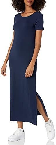 31trL5M4J6L._AC_.jpg Amazon Essentials Women's Jersey Standard-Fit Short-Sleeve Crewneck Side Slit Maxi Dress (Previously Daily Ritual)