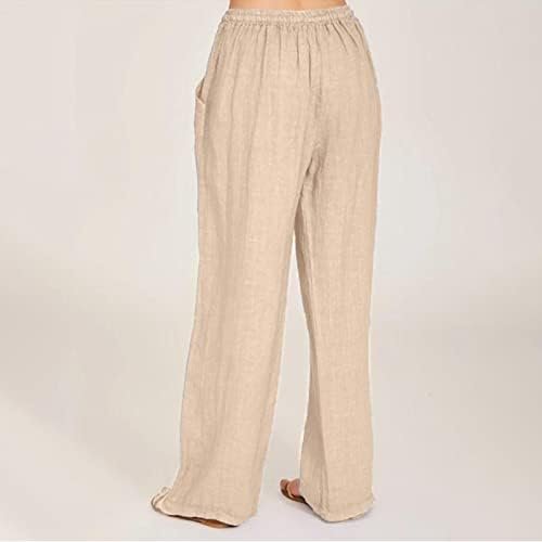 SHAOBGE Cotton Linen Pants for Women Summer Wide Leg Casual Loose Drawstring High Waist Palazzo Pants Trousers with Pockets