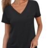 SUNBS 3 Pack Womens V Neck T Shirts Short Sleeve Tees Lightweight Summer Tops with Pocket