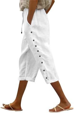 31z-2-LEa0L._AC_.jpg Striped Linen Pants Women Linen Capri Pants Lightweight Spring Summer Pants for Women 2025 Ladies Pinstripe Pants