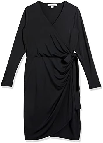 Amazon Essentials Women's Long Sleeve Classic Wrap Dress (Available in Plus Size)