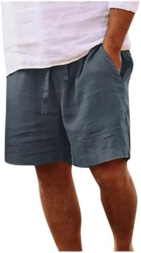 Muscularfit Men's Summer Casual Cotton Linen Shorts with Drawstring Elastic Waist, Beach Shorts with Pockets, Outdoor Fashion