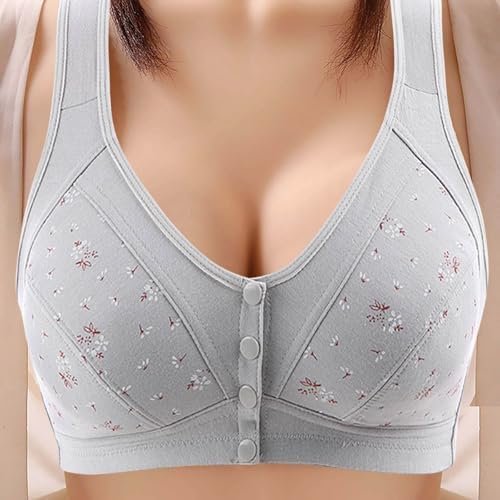 Ellymuse Daisy Bras for Older Women Front Closure Wireless Push Up Bra Everyday Wirefree Comfortable Sleep Bras
