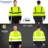 ProtectX Men's High Visibility Heavy Duty Long Sleeve Reflective Safety T-Shirts for Construction, Class 2-3 Type R