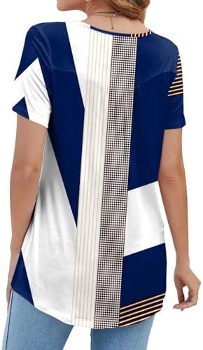 4119ht7zpnL._AC_.jpg BeadChica Women's Tunic Tops For Leggings Short Sleeve Shirts Botton Up Casual Ruched Blouses Clothes