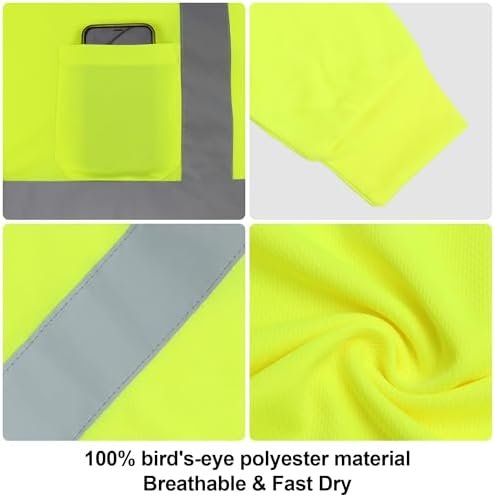 Hi Vis Long Sleeve T Shirts Bulk Safety Fit Work Shirts Construction Shirts for Men 12pcs