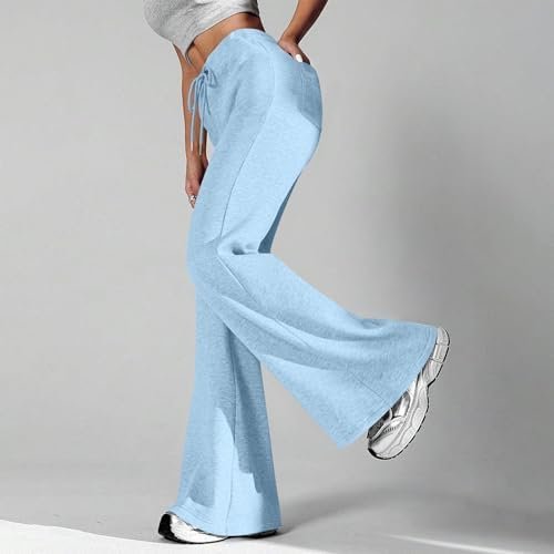 411bJWba4JL._AC_.jpg Baggy Flare Sweatpants Women Cotton Drawstring High Waisted Yoga Pants with Pockets Y2k Casual Flowy Wide Leg Pants