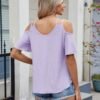411dMb4kcML._AC_.jpg Eyelet Tops for Women Short Sleeve T Shirts Summer Spring Fashion 2025 Trendy Clothes Cold Shoulder Blouses