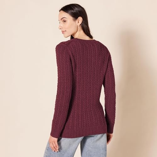 Amazon Essentials Women's Soft Fisherman Cable Long-Sleeve Crewneck Sweater (Available in Plus Size)