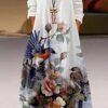 Women Plus Size Floral Loose Long Maxi Dress Oversized Bohemian Summer Caftan Beach Dress