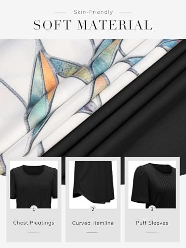 ATHMILE Womens T Shirts Short Sleeve Summer Tops Pleated Dressy Casual Blouses Spring Clothes Beach Vacation 2025