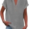 Linen Shirts for Women 2025 Vacation Beach Lightweight Gauze Tops Dressy Casual Loose Fit Comfy Blouse Y2k Tunic