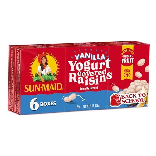 Sun-Maid Vanilla Yogurt Coated Raisins - (6 Pack) 1 oz Snack-Size Box - Yogurt Covered Dried Fruit for Lunches and Back To School Snacks