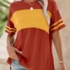 Angerella Womens Color Block Tops 2025 Summer Striped Short Sleeve T-Shirt Casual Crewneck Tunic Blouses Loose Fitted
