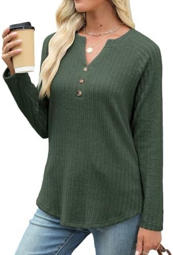 414gbWn2asL._AC_.jpg Womens Sweaters Fashion Long Sleeve Shirts V Neck Pullover Trendy Casual Loose Fit Sweatshirt