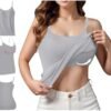 Built in Bra Tank Tops for Women 2024 Summer Casual Adjustable Spaghetti Strap Camisole Plus Size Cotton Workout Top
