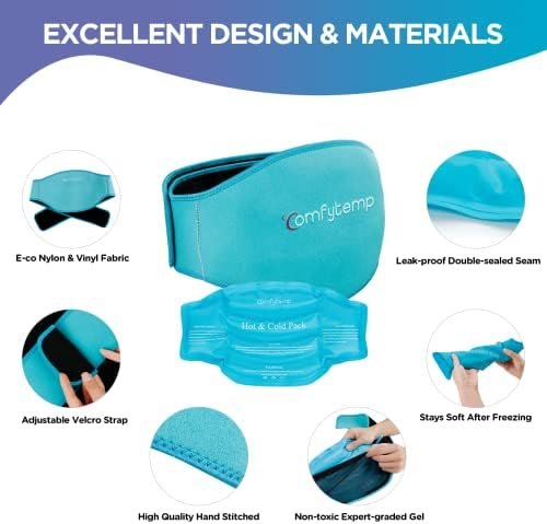 Comfytemp Ice Pack for Lower Back Pain Relief, HSA Approved, Reusable Gel Ice Wrap for Sciatica Nerve Injury, Hot Cold Compress Lumbar Brace for Herniated Disc, Waist Coccyx, Surgery Recovery Items