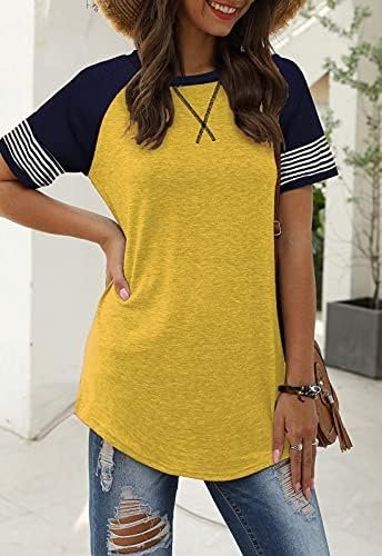 Adibosy Women Summer Casual Shirts: Short Sleeve Striped Tunic Tops - Womens Crew Neck Tee Tshirt Blouses