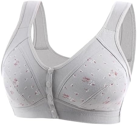 Ellymuse Daisy Bras for Older Women Front Closure Wireless Push Up Bra Everyday Wirefree Comfortable Sleep Bras