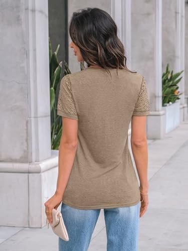 AUTOMET Women's Short Sleeve Shirts Dressy Lace Summer Tops 2025 Spring Trendy Casual T-Shirts Cute Work Outfits Blouses