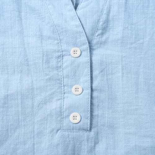 416kETy729L._AC_.jpg Linen Shirts for Women Flax Linen Clothing Cotton Linen Blouses Button Down Shirts Hemp Clothes Womens Gauze Tops 2025