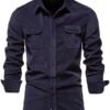 Men Shirts Long Sleeve Dress Collar Shirt Cotton Button Down T Shirt Solid Big and Tall Outdoor Fashion Tee Tops