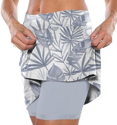 Women's Athletic Skorts Elastic Tennis Yoga Shorts Hight Waist Floral Print Skirts Tummy Control Skinny Joggers 2025