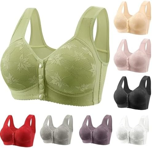 417dx-n2FL._AC_.jpg 2025 Daisy Bras for Older Women Front Closure Bra Full Coverage Comfortable Bras No Underwire Plus Size Bra
