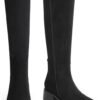 418yzd8GVL._AC_.jpg Knee High Boots Women Faux Leather Elastic Boots Low Heel Square Toe Side Zipper Fall Long Tall Boots for Women