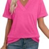 4195vvgj7pL._AC_.jpg WIHOLL Womens Summer Tops Short Sleeve Basic Casual V Neck T Shirts Trendy Fashion 2025