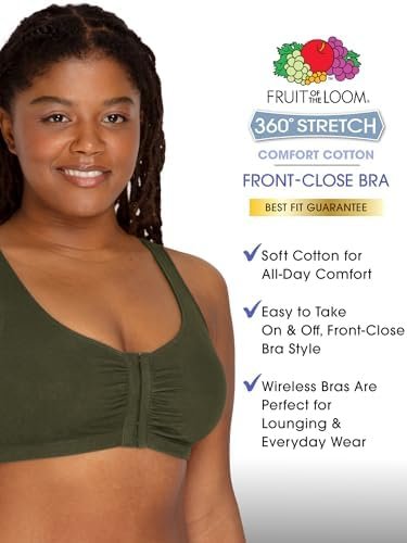 Fruit of the Loom Women's Multi-Pack Front Closure Cotton Bra