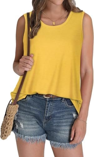 Womens Tank Tops Summer Sleeveless Casual Shirts Loose Fit Tunic Beach Vacation Outfits