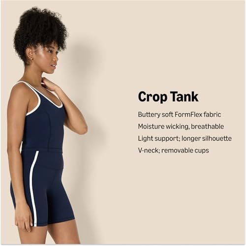 41AyshYnwJL._AC_.jpg Amazon Essentials Women's Active FormFlex Buttery Soft Light Support Crop Tank with Bra and Contrast Trim