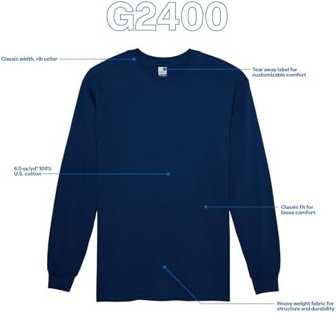 41B5LgXHY4L._AC_.jpg Gildan Adult Ultra Cotton Long Sleeve T-Shirt, Style G2400, Multipack