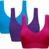 Vermilion Bird Women's 3 Pack Seamless Comfortable Sports Bra with Removable Pads