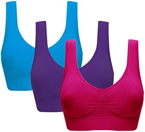 Vermilion Bird Women's 3 Pack Seamless Comfortable Sports Bra with Removable Pads