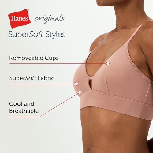 Hanes Women's Originals Supersoft Triangle, Viscose from Bamboo Longline Bralette
