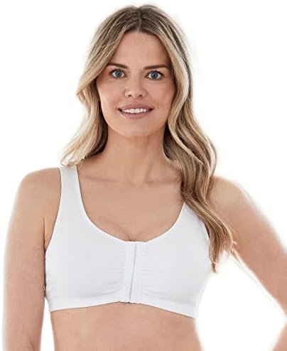 Bestform 5006014 Comfortable Unlined Wireless Cotton Stretch Sports Bra with Front Closure