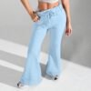 41BhGO6lS3L._AC_.jpg Baggy Flare Sweatpants Women Cotton Drawstring High Waisted Yoga Pants with Pockets Y2k Casual Flowy Wide Leg Pants