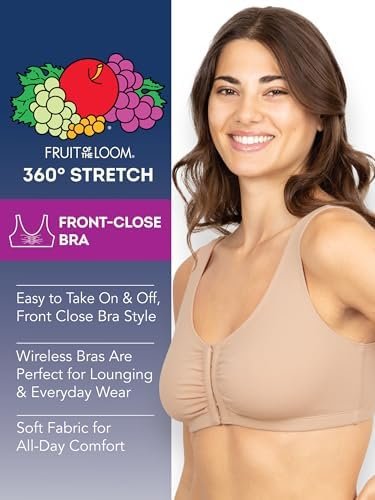 Fruit of the Loom Women's Cotton Front Close Racerback Sports Bra 2 Pack
